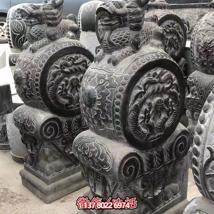 大理石石雕黑色門(mén)墩