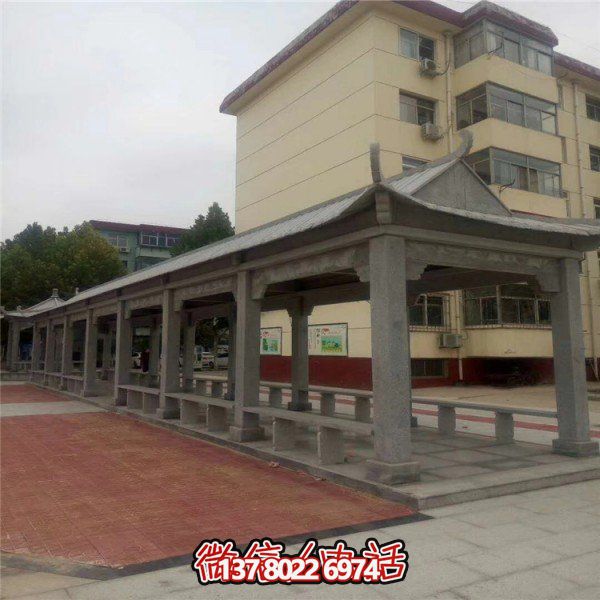仿古建筑石雕長(zhǎng)廊亭子，打造文化小區(qū)廣場(chǎng)雕塑