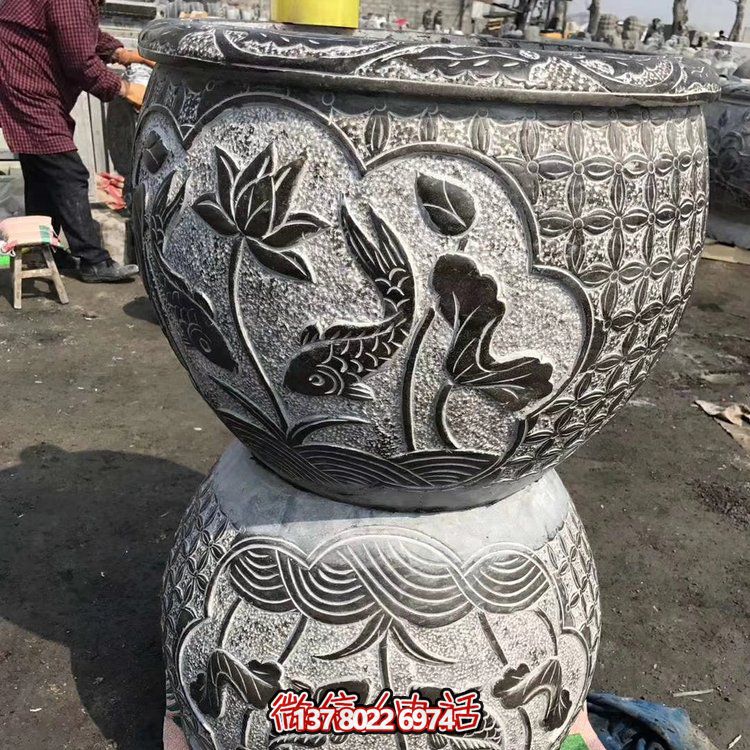 古典中式仿古石雕花盆，為您的庭院增添古風雅致