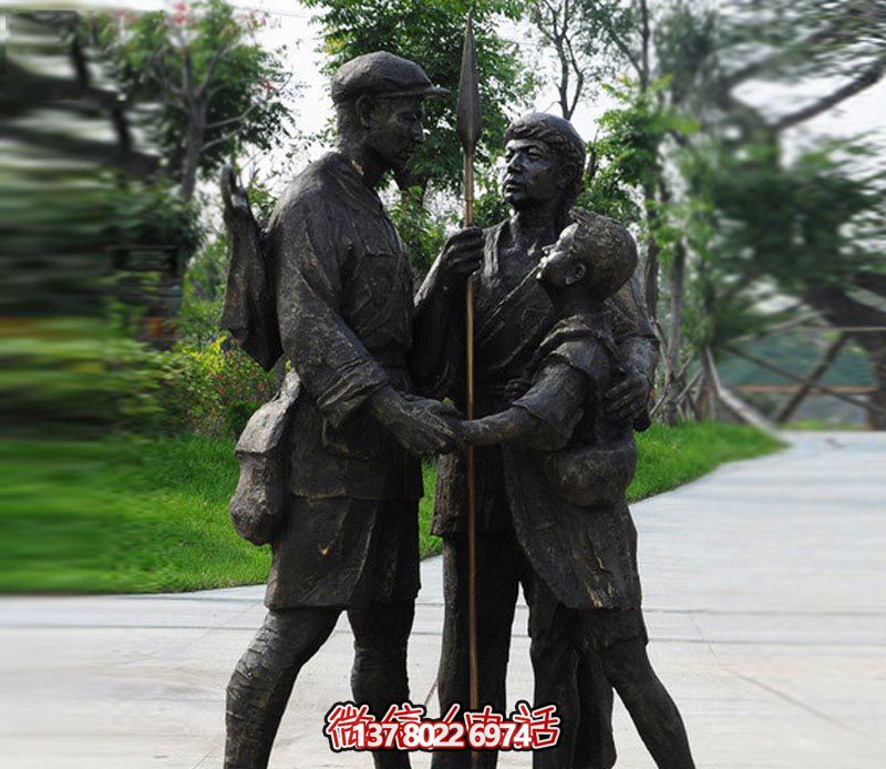 玻璃鋼仿銅創(chuàng)意農(nóng)民和八路軍的雕塑 玻璃鋼仿銅創(chuàng)意農(nóng)民和八路軍的雕塑