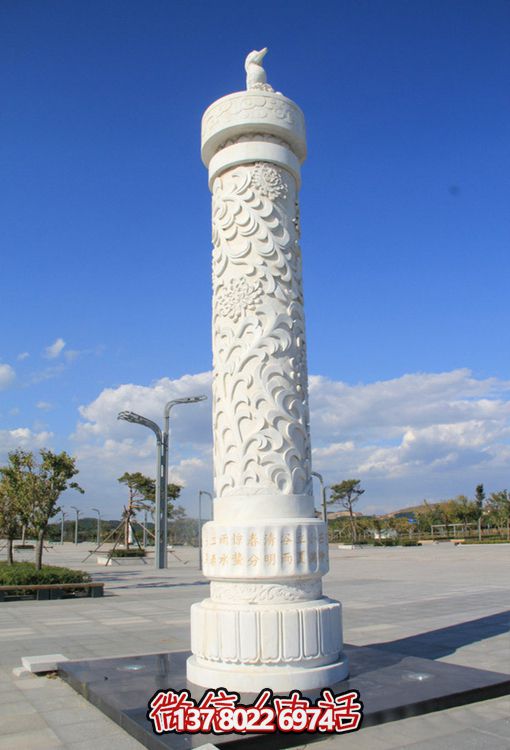 漢白玉花紋富貴雕刻廣場石柱 漢白玉花紋富貴雕刻廣場石柱