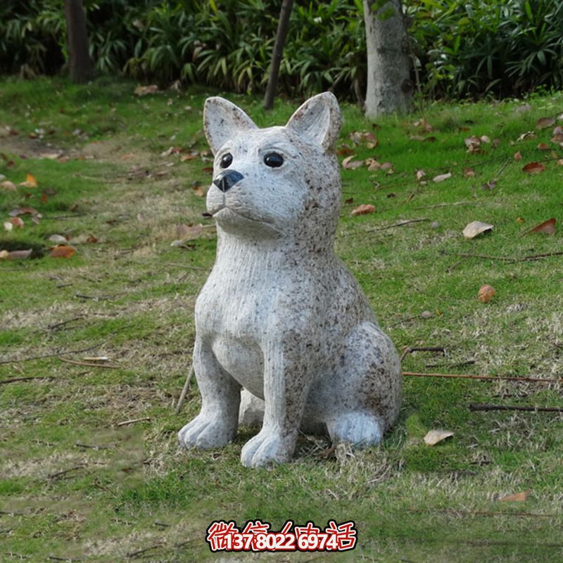 戶外草坪大理石石雕臥著的狗雕塑 戶外草坪大理石石雕臥著的狗雕塑