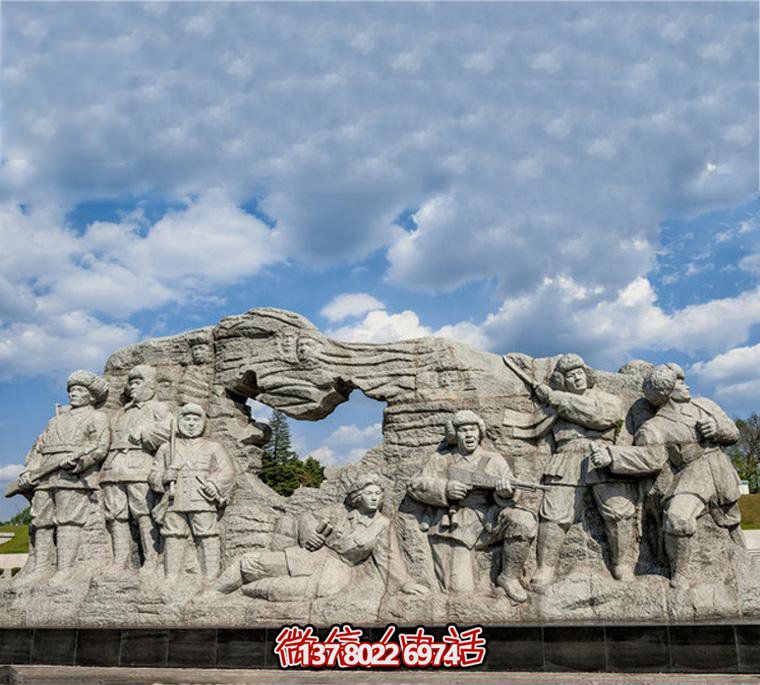 園林戶外大理石石雕八路軍雕塑 園林戶外大理石石雕八路軍雕塑