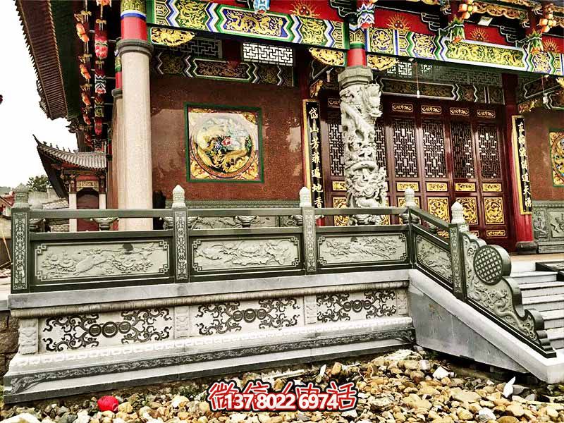 寺院大殿臺階青石古建筑雕刻防護(hù)欄桿 寺院大殿臺階青石古建筑雕刻防護(hù)欄桿